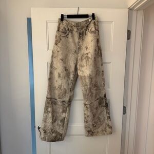 Zara Textured Cream and Tan Pants